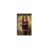 Soutien-gorge, string et jupe, grande taille, résille noire 